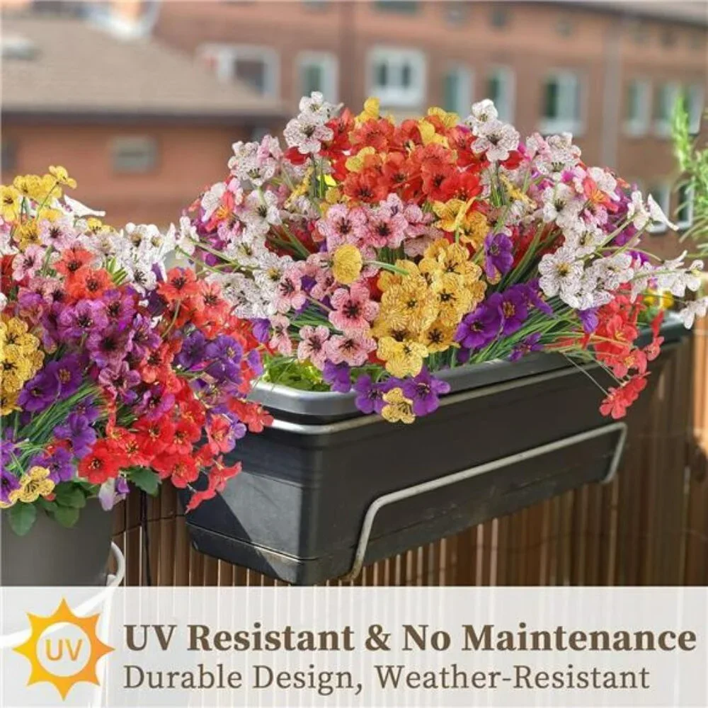 Artificial Flowers Outdoor Indoor UV Resistant Bulk Bundle Garden Porch Decor